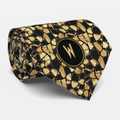 Cravate Monogramme Abstrait Tortoise Shell Gold (Roulé)