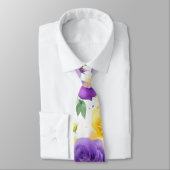 Cravate Monogramme Aquarelle violet rose jaune (Attaché)