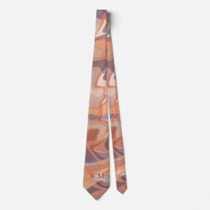 Cravate Monogramme automne tissages abstraits terre cuite