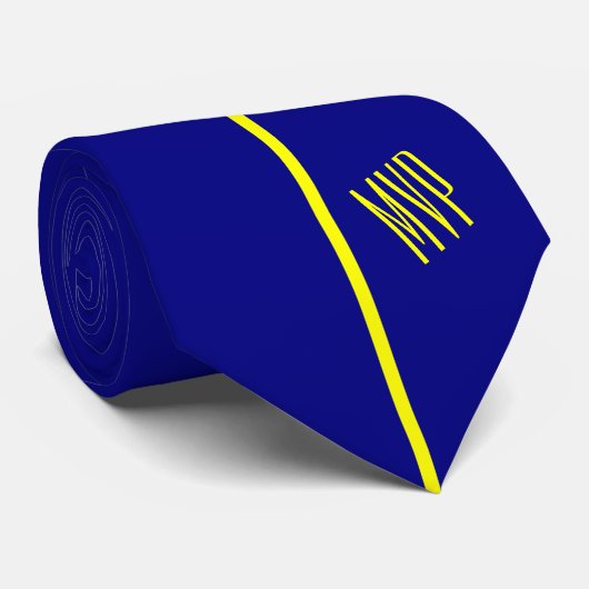 Cravate Monogramme | Bande jaune verticale unique sur mari (Roulé)