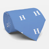 Cravate Monogramme blanc bleu simple et élégant (Roulé)