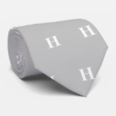 Cravate Monogramme blanc gris simple et élégant (Roulé)