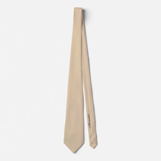 Cravate Monogramme blanc minimal léger moderne Tan solide (Devant)