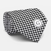 Cravate Monogramme blanc noir chic de motif de (Roulé)