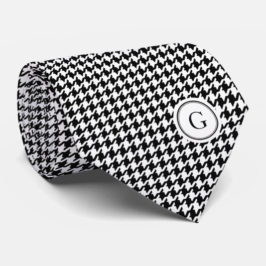 Cravate Monogramme blanc noir chic de motif de (Roulé)