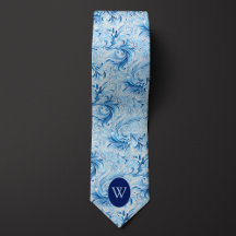 Monogramme bleu à fleurs
