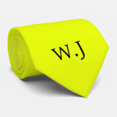 Cravate Monogramme bleu jaune fluorescent néon vibrant (Roulé)