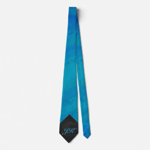 Cravate Monogramme bleu océan et noir