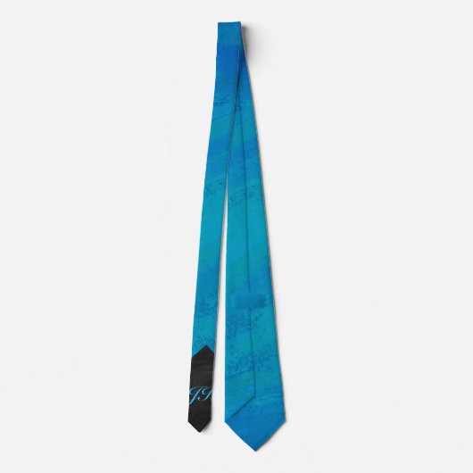 Cravate Monogramme bleu océan et noir (Dos)