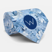 Cravate Monogramme botanique bleu glace (Roulé)