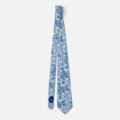 Cravate Monogramme botanique bleu glace (Dos)
