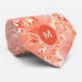 Cravate Monogramme Botanique Corail (Roulé)