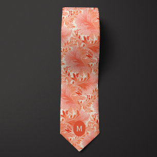 Cravate Monogramme Botanique Corail