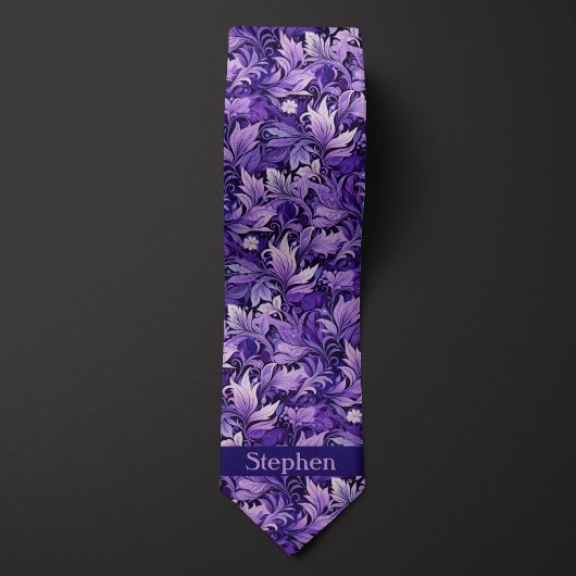 Cravate Monogramme Botanique Violet