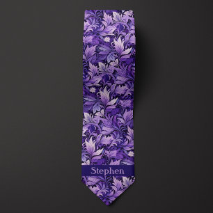 Cravate Monogramme Botanique Violet