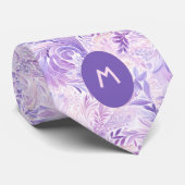 Cravate Monogramme Botanique Violet (Roulé)