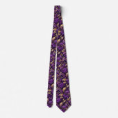 Cravate Monogramme botanique violet et or (Dos)