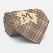 cravate monogramme Brown plaid feuille chute silho (Roulé)