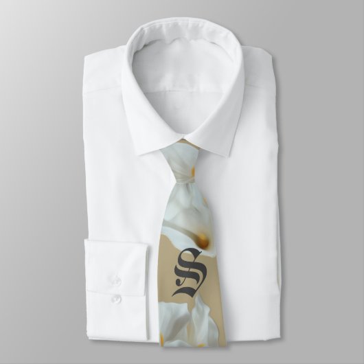Cravate Monogramme Calla Lillies (Attaché)
