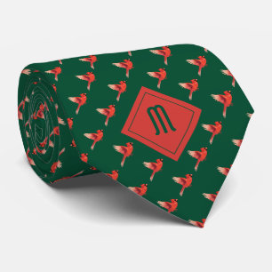 Cravate Monogramme Cardinal Bird Motif sur Green