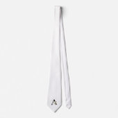 Cravate Monogramme classique initial A avec fleurs blanche (Devant)