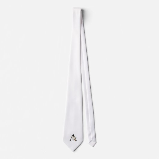 Cravate Monogramme classique initial A avec fleurs blanche (Devant)