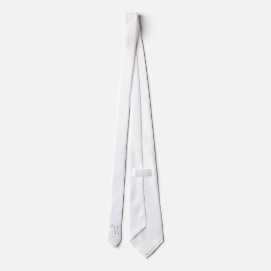 Cravate Monogramme classique initial W, gris sur blanc (Dos)