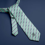 Cravate Monogramme classique Menthe verte et rayures de ma<br><div class="desc">Design à rayures classiques qui peut être facilement personnalisé pour un cadeau de fête des pères,  cadeau de mariage pour vos groomsmen,  événements d'entreprise,  etc</div>