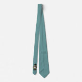 Cravate Monogramme classique noir Fleur De Lis bleu (Dos)