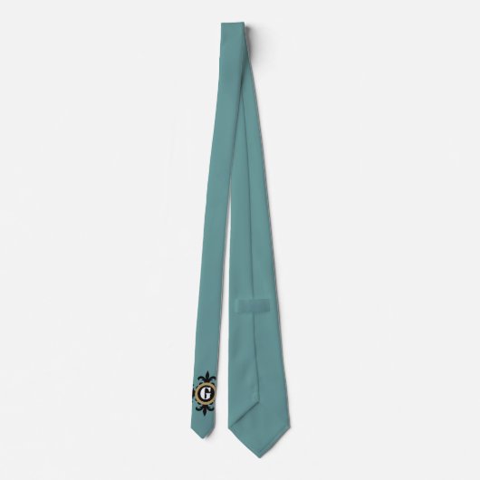 Cravate Monogramme classique noir Fleur De Lis bleu (Dos)