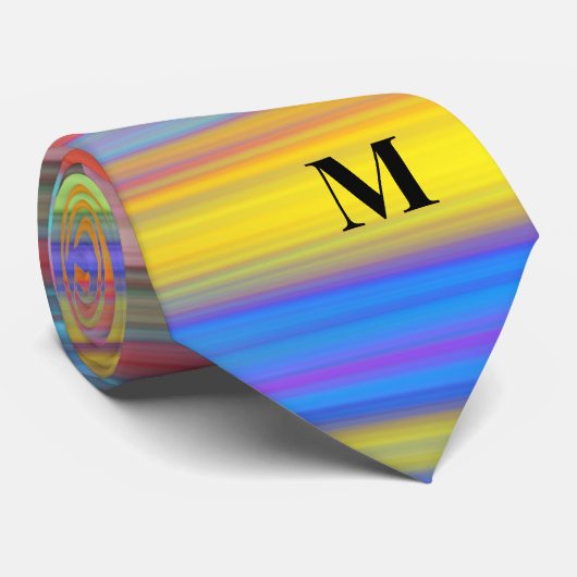 Cravate Monogramme coloré à bandes horizontales (Roulé)