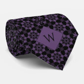 Cravate Monogramme complexe violet et noir arabesque (Roulé)