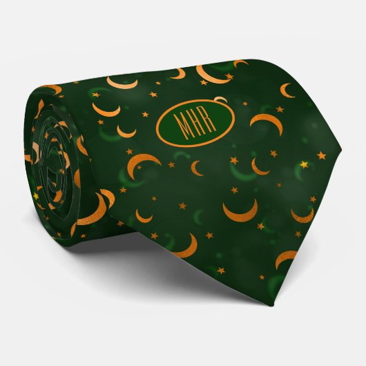 Cravate Monogramme, Crescent Moons & Étoiles Halloween Nec (Roulé)