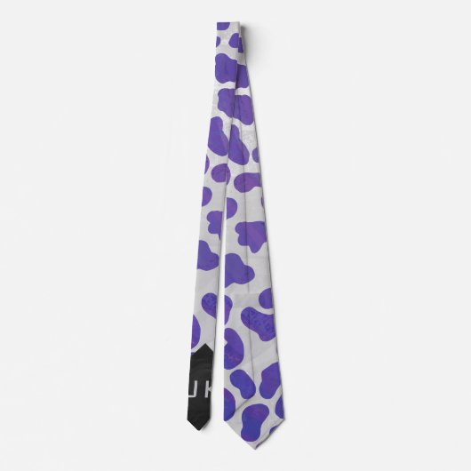 Cravate Monogramme Dalmatien violet et blanc (Dos)