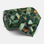 Cravate Monogramme d'aquarelle vert et cuivre (Roulé)