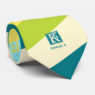Cravate Monogramme de bandes colorées fraîches et joyeus