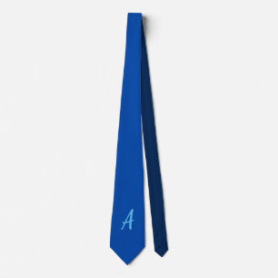 Cravate Monogramme de calligraphie bleu Cobalt minimaliste