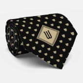Cravate Monogramme de chats Classé Or et Noir (Roulé)