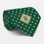 Cravate Monogramme de chats Classy Or et Vert (Roulé)