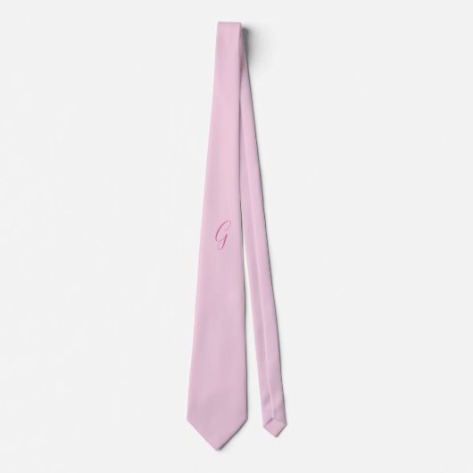 Cravate Monogramme de lettre initiale rose clair chic uni (Devant)