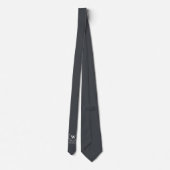 Cravate Monogramme de mariage Nom Laurier Blanc Gris Charb (Dos)