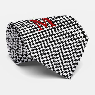 Cravate monogramme de pied de fonds noir et blanc