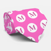 Cravate Monogramme de point rose Polka (Roulé)