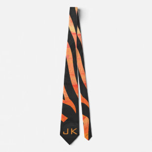 Cravate Monogramme de zèbre orange et noir