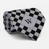 Cravate Monogramme décontracté À damiers noir (Roulé)