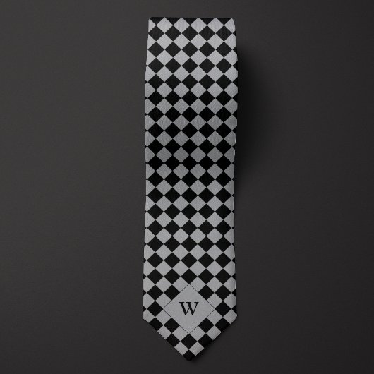 Cravate Monogramme décontracté À damiers noir