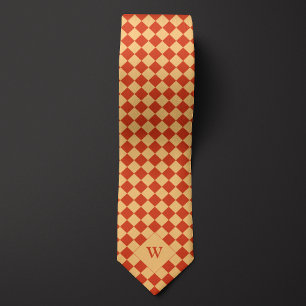 Cravate Monogramme décontracté À damiers orange