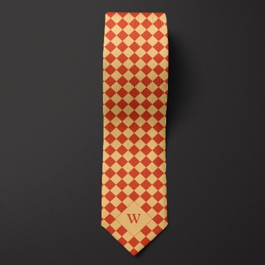 Cravate Monogramme décontracté À damiers orange