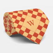 Cravate Monogramme décontracté À damiers orange (Roulé)