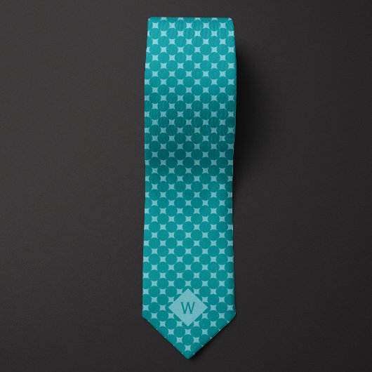 Cravate Monogramme décontracté Cercles Turquoises